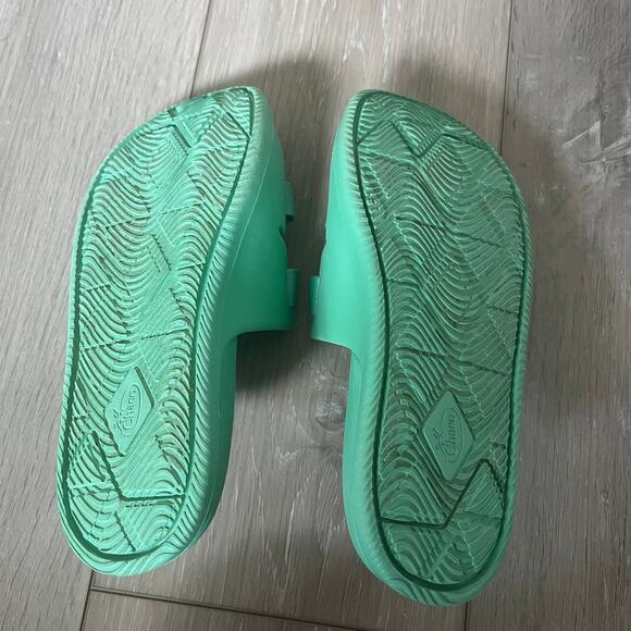 Kid's Chaco Youth US 5 'Chillos' Slide Sandal Jade Green Adjustable Closure - Picture 5 of 7